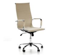Sillón de Oficina VS Venta-Stock Londres Tapizado en Piel Sintética con Apoyabrazos y Ruedas Dobles de Seguridad Taupe