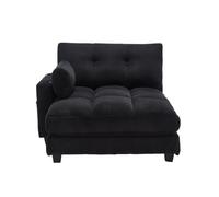 Sillón de palma 1 plaza - cojines suaves, reposabrazos con almohadones, cabezal ajustable, bolsillos laterales - negro