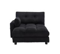 Sillón de palma 1 plaza - cojines suaves, reposabrazos con almohadones, cabezal ajustable, bolsillos laterales - negro