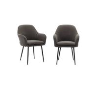 Sillón de pana con patas de metal negro mate, set de 2, shella pana, gris oscuro, 57x59x84.5 cm