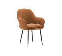 Sillón de pana con patas de metal negro mate, shella, camel, 57x59x84.5 cm