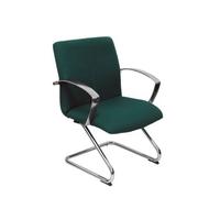 Sillón De Recepción Ergonómico Con Brazos Fijos Y Patín Cromados Asiento Y Respaldo Tapizados En Tejido Bali Color Verde Piqueras Y Crespo Modelo Caudete Confidente Patín