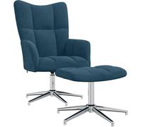 Sillón de relax con reposapiés, color azul, tapizado en terciopelo, marca vidaXL