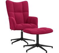 Sillón de relax con reposapiés, color burdeos, tapizado en terciopelo (vidaXL)