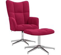 Sillón de relax con reposapiés, color burdeos, tapizado en terciopelo (vidaXL)