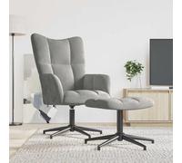 Sillón de relax con reposapiés, color gris claro, tapizado en terciopelo (vidaXL)