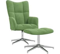 Sillón de relax con reposapiés, color verde claro, tapizado en terciopelo, marca vidaXL