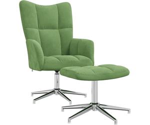 Sillón de relax con reposapiés, color verde claro, tapizado en terciopelo, marca vidaXL