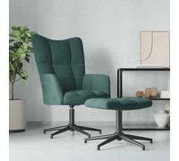 Sillón de relax con reposapiés, color verde oscuro, tapizado en terciopelo (vidaXL)