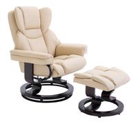 Sillón de relax HOMCOM con taburete, sillón de TV giratorio, sillón de TV con radio reclinableCión, sillón de descanso, sillón reclinable para sala de estar, dormitorio, cuero sintético White