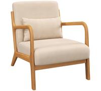 Sillón de salón HOMCOM con estructura sólida para bebidas, sillón lounge con asiento profundo, reposabrazos, aspecto terciopelo beige