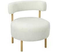 Sillón de salón HOMCOM en tela rizada, sofá individual acolchado con respaldo curvo, asiento ancho y estructura metálica
