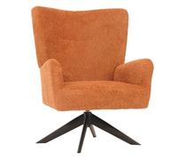Sillón de salón sillón de cóctel tapizado reclinable giratorio tejido chenilla color terracota 04_0006398