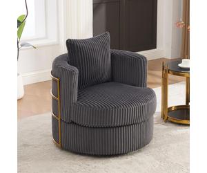 Sillón de suelo MODFU, sofá lounge de cuerda, sofá reclinable con función de 360°, sillón de relax con espacio de almacenamiento oculto y reposabrazos, color gris (1 unidad)