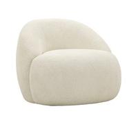Ginevra, sillón, color blanco, tapizado en moderno tejido bouclé, 81 x 78 x 64 cm. Diseño escandinavo con estructura de madera contrachapada