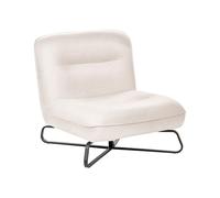 Sillón de Tela con Asiento Ancho sin Brazos Decorativo Base de Metal Blanco Crema Lindal