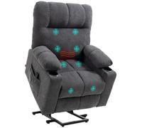 Sillón de televisión HOMCOM con ayuda para levantarse, sillón reclinable con función de calor y masaje
