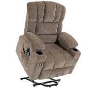 Sillón de televisión HOMCOM con ayuda para levantarse, sillón reclinable con masaje y función de calor