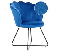 Sillón De Terciopelo Azul Marino Negro Respaldo Concha Sin Reposabrazos Lovelock