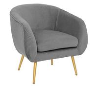 Sillón De Terciopelo Plisado Gris "solaro - Atmosphera Createur D'interieur