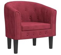 Sillón De Terciopelo Rojo Tinto Vidaxl