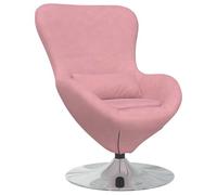 Sillón de terciopelo rosa huevo giratorio de 360 grados para sala de estar | Base giratoria, terciopelo suave, forma minimalista, reposabrazos, fácil cuidado