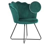 Sillón De Terciopelo Verde Esmeralda Negro Respaldo Concha Sin Reposabrazos Lovelock