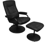 Sillón De Tv Con Reposapiés Cuero Sintético Sintético Negro Vidaxl
