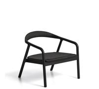 Sillón Derile de madera maciza de roble con acabado negro y cuerda de papel negra FSC Mix Credit.