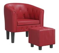 Sillón diseño de cubo con reposapiés cuero sintético rojo tinto