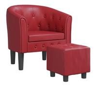 vidaXL Sillón diseño de Cubo con reposapiés Cuero sintético Rojo Tinto