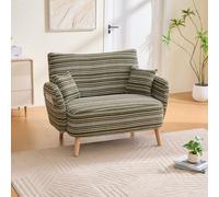 Sillón doble tipo lounge con bolsillo de almacenamiento, sofá de relax con patas reforzadas de madera maciza y reposabrazos acolchados, color verde oliva