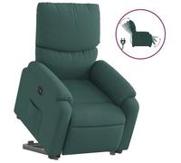 Sillón Eléctrico Reclinable Elevable De Tela Verde Oscuro Vidaxl