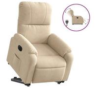 Sillón Eléctrico Reclinable Elevable Tela Microfibra Crema Vidaxl