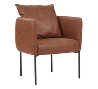 Sillón Elegante Con Cojín Patas De Hierro Negras Estilo Retro Piel Sintética Marrón Malmos