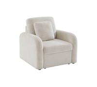 sweeek-Sillón en Tejido Borreguito Blanco, líneas Redondeadas, Milano, Crema, 90x85x85 cm
