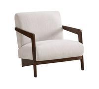 Sillón Escandinavo De Interior En Madera Y Tela "lena" - Beige