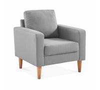 sweeek-Sillón Estilo escandinavo con Patas de Madera Gris Claro - 78x77x70 cm