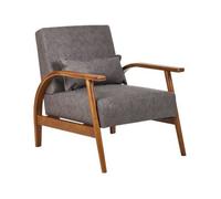 Sillón Fabricado En Piel Sintética De Estilo Retro Con Reposabrazos Y Patas De Madera Color Marrón Oscuro Skara