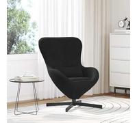 Sillón genérico huevo negro terciopelo 63 x 73 x 90 cm, silla giratoria 360 °, diseño moderno para sala de estar, dormitorio, respaldo curvado, apoyabrazos inclinados, patas de acero