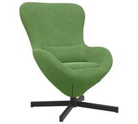 Sillón genérico huevo terciopelo verde claro 63x73x90 cm | Giratorio 360°, Respaldo curvado, Reposabrazos inclinados, Pies de acero negro, Salón dormitorio