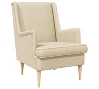 Sillón Genérico Tela Crema con Pies Madera Sólida Goma | Soporte para lumbar, cojín extraíble, diseño contemporáneo, para sala de estar, dormitorio