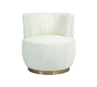 Sillón giratorio 360° - redondo, suave terciopelo tipo teddy, respaldo cómodo - blanco