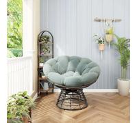Sillón giratorio de mimbre para interior de 92 x 92 x 67 cm
