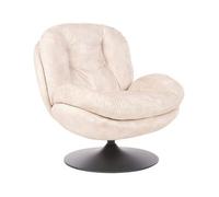 Sillón Giratorio De Terciopelo Con Asiento Acolchado Base Simple Estilo Vintage Beige Nolvik