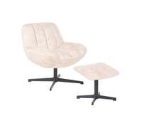 Sillón Giratorio De Terciopelo Con Reposapiés Estilo Mediados De Siglo Beige Lia