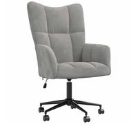 Sillón giratorio de terciopelo gris claro con altura ajustable | Altura ajustable, rotación de 360 grados, ruedas giratorias, marco de acero, patas cruzadas