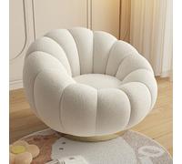 Sillón giratorio decorativo, sillón giratorio tipo barril, sillón redondo tipo lounge para club, sillón decorativo para ocio, duradero y no se deforma fácilmente con patas de metal dorado para sala d