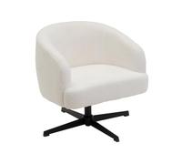 Sillón giratorio regulable en altura, tapizado de borreguito color blanco | Uso en salón o dormitorio. Diseño moderno y redondo que aporta elegancia, gran estabilidad y un tacto suave muy acogedor.