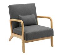 Sillón hibbing con tapizado de tela madera gris oscuro 80x64x74 cm